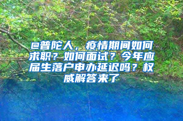 @普陀人，疫情期间如何求职？如何面试？今年应届生落户申办延迟吗？权威解答来了→