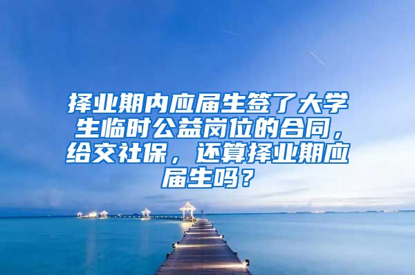 择业期内应届生签了大学生临时公益岗位的合同，给交社保，还算择业期应届生吗？