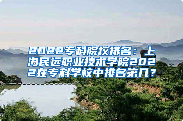 2022专科院校排名：上海民远职业技术学院2022在专科学校中排名第几？