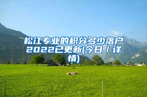 松江专业的积分多少落户2022已更新(今日／详情)