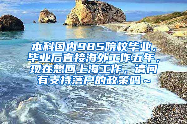 本科国内985院校毕业，毕业后直接海外工作五年，现在想回上海工作，请问有支持落户的政策吗～