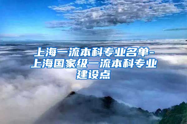 上海一流本科专业名单-上海国家级一流本科专业建设点