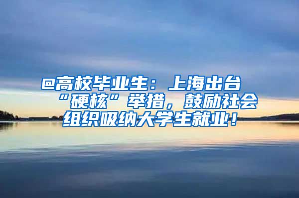 @高校毕业生：上海出台“硬核”举措，鼓励社会组织吸纳大学生就业！