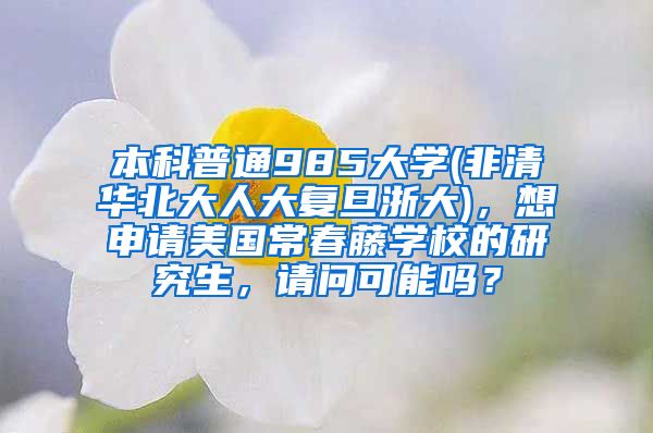 本科普通985大学(非清华北大人大复旦浙大)，想申请美国常春藤学校的研究生，请问可能吗？