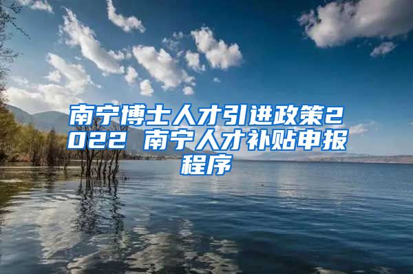 南宁博士人才引进政策2022 南宁人才补贴申报程序