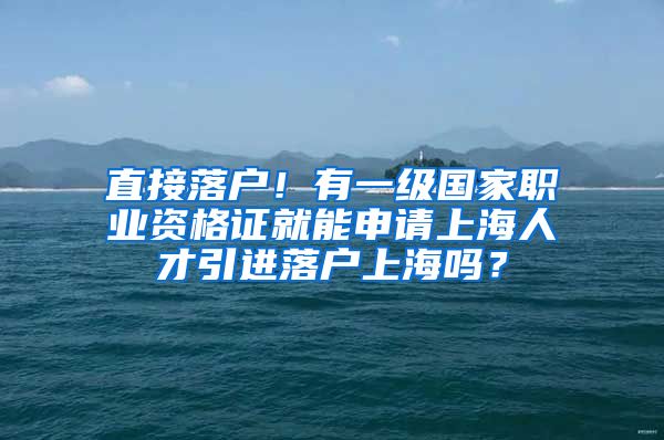 直接落户！有一级国家职业资格证就能申请上海人才引进落户上海吗？