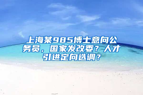 上海某985博士意向公务员，国家发改委？人才引进定向选调？