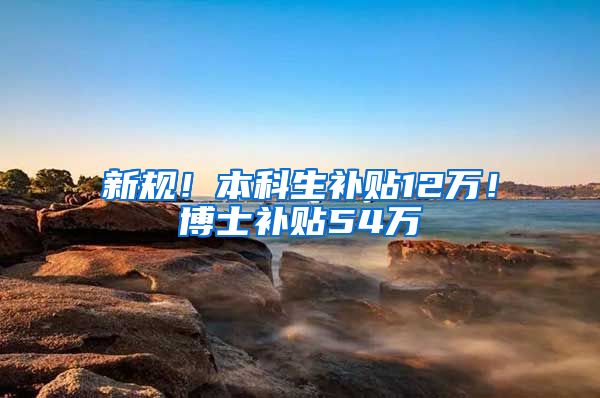 新规！本科生补贴12万！博士补贴54万