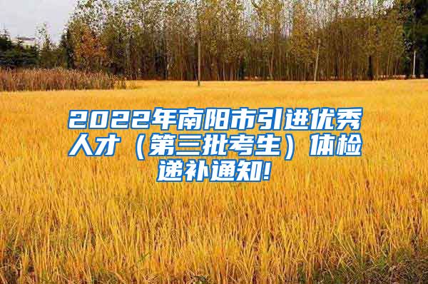 2022年南阳市引进优秀人才（第三批考生）体检递补通知!