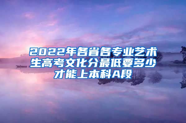 2022年各省各专业艺术生高考文化分最低要多少才能上本科A段