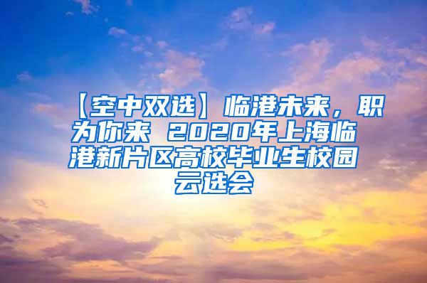 【空中双选】临港未来，职为你来 2020年上海临港新片区高校毕业生校园云选会