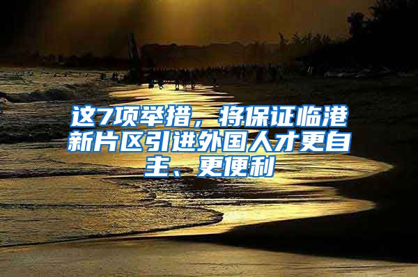 这7项举措，将保证临港新片区引进外国人才更自主、更便利