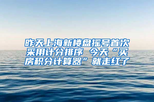 昨天上海新楼盘摇号首次采用计分排序 今天“买房积分计算器”就走红了