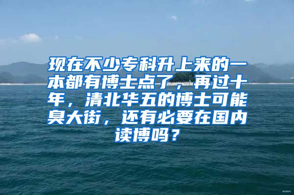 现在不少专科升上来的一本都有博士点了，再过十年，清北华五的博士可能臭大街，还有必要在国内读博吗？