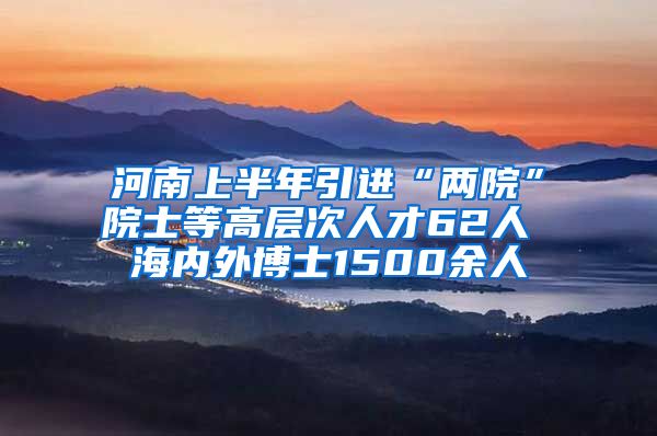 河南上半年引进“两院”院士等高层次人才62人 海内外博士1500余人