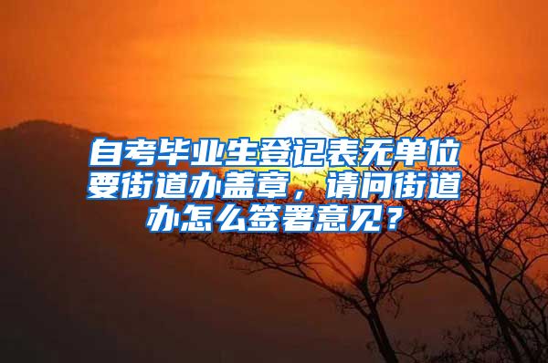 自考毕业生登记表无单位要街道办盖章，请问街道办怎么签署意见？