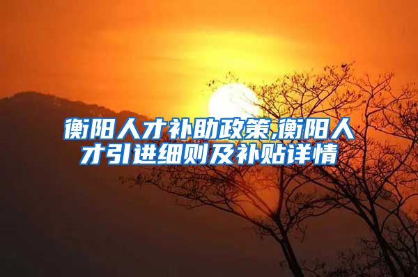 衡阳人才补助政策,衡阳人才引进细则及补贴详情