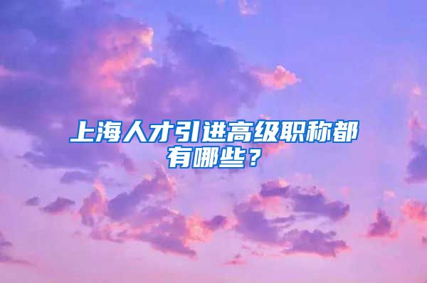 上海人才引进高级职称都有哪些？