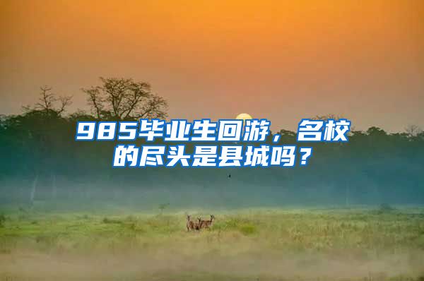 985毕业生回游，名校的尽头是县城吗？