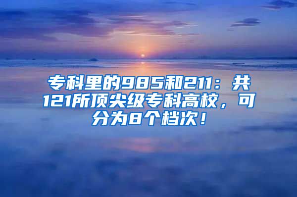 专科里的985和211：共121所顶尖级专科高校，可分为8个档次！