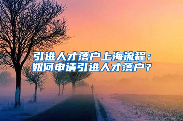 引进人才落户上海流程：如何申请引进人才落户？