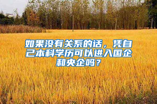 如果没有关系的话，凭自己本科学历可以进入国企和央企吗？