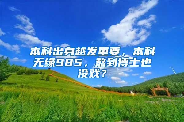 本科出身越发重要，本科无缘985，熬到博士也没戏？