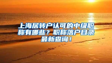 上海居转户认可的中级职称有哪些？职称落户目录最新查询！