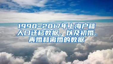 1990~2017年上海户籍人口迁移数据，以及初婚、再婚和离婚的数据