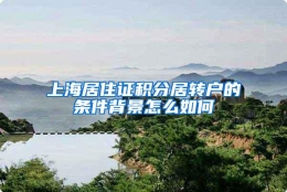 上海居住证积分居转户的条件背景怎么如何