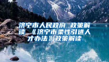 济宁市人民政府 政策解读 《济宁市柔性引进人才办法》政策解读