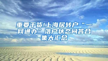 重要干货!上海居转户“一网通办”落户状态问答合集大汇总