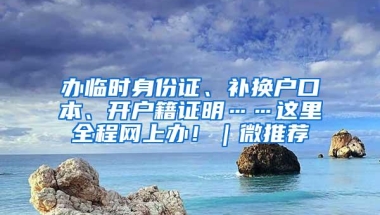 办临时身份证、补换户口本、开户籍证明……这里全程网上办！｜微推荐