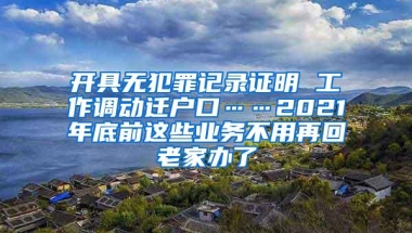 开具无犯罪记录证明 工作调动迁户口……2021年底前这些业务不用再回老家办了