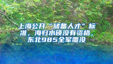 上海公开“储备人才”标准，海归水硕没有资格，东北985全军覆没