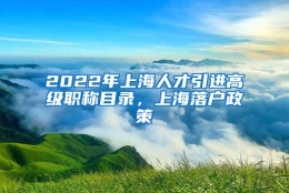 2022年上海人才引进高级职称目录，上海落户政策