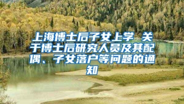 上海博士后子女上学 关于博士后研究人员及其配偶、子女落户等问题的通知