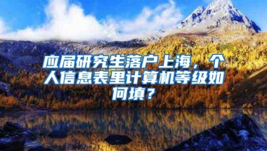 应届研究生落户上海，个人信息表里计算机等级如何填？