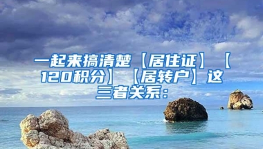 一起来搞清楚【居住证】【120积分】【居转户】这三者关系：