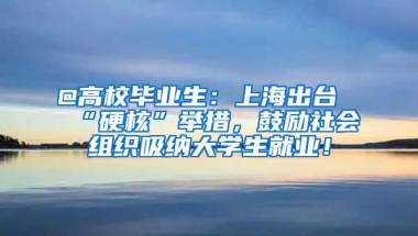 @高校毕业生：上海出台“硬核”举措，鼓励社会组织吸纳大学生就业！