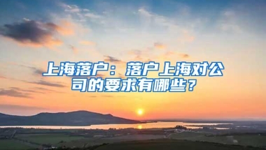 上海落户：落户上海对公司的要求有哪些？