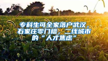 专科生可全家落户武汉，石家庄零门槛，二线城市的“人才焦虑”