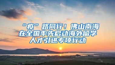 “疫”路同行！佛山南海在全国率先启动海外留学人才引进专项行动