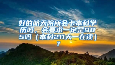 好的航天院所会卡本科学历吗，会要求一定是985吗（本科211大一在读）？