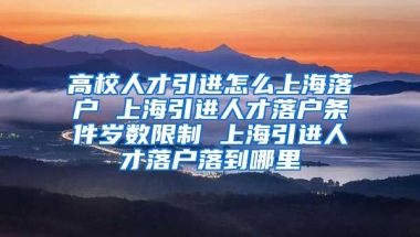 高校人才引进怎么上海落户 上海引进人才落户条件岁数限制 上海引进人才落户落到哪里