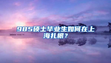 985硕士毕业生如何在上海扎根？