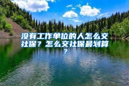 没有工作单位的人怎么交社保？怎么交社保最划算？