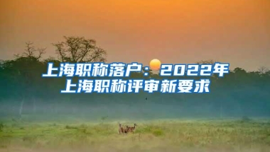 上海职称落户：2022年上海职称评审新要求