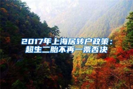 2017年上海居转户政策：超生二胎不再一票否决