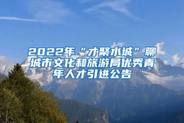 2022年“才聚水城”聊城市文化和旅游局优秀青年人才引进公告